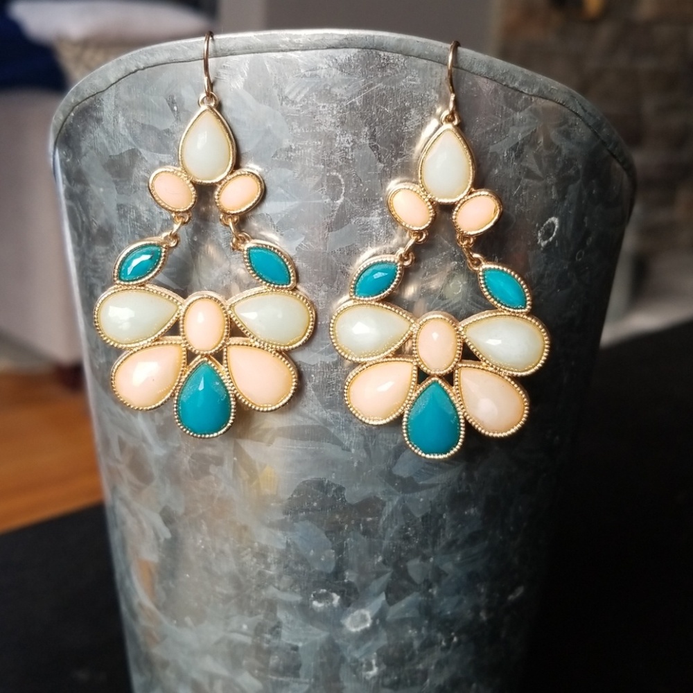 Teal, Pink & Blue Statement Earrings